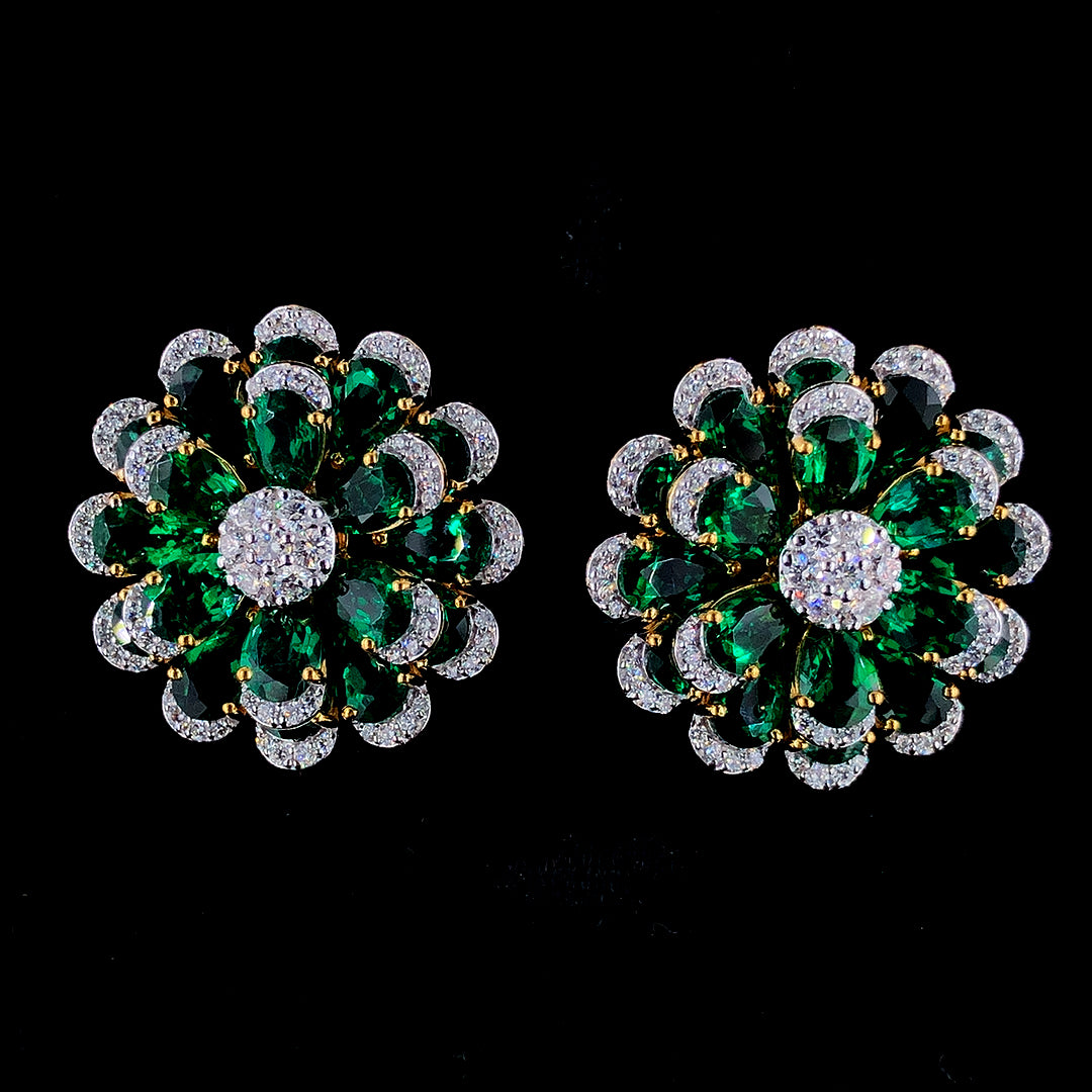 Emerald Flower Earrings