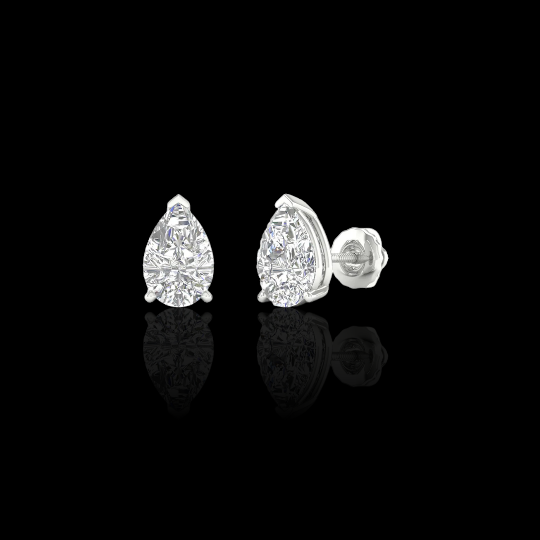 2.0 Ctw Pear Solitaire Studs