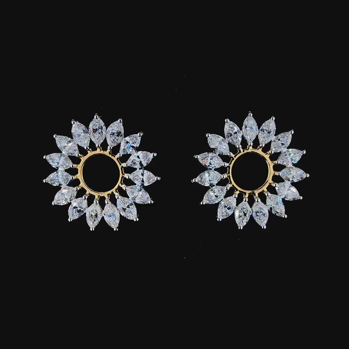 Elegant Sunburst Diamond Earrings