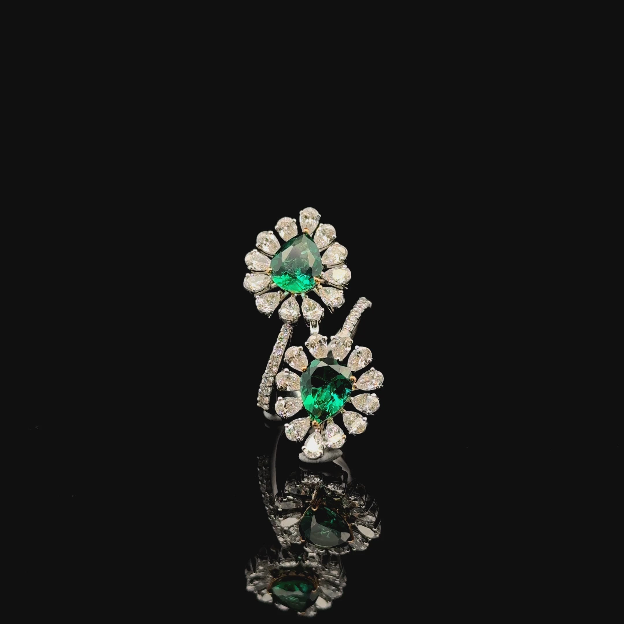Exquisite Pear Cocktail Ring: A Floral Masterpiece