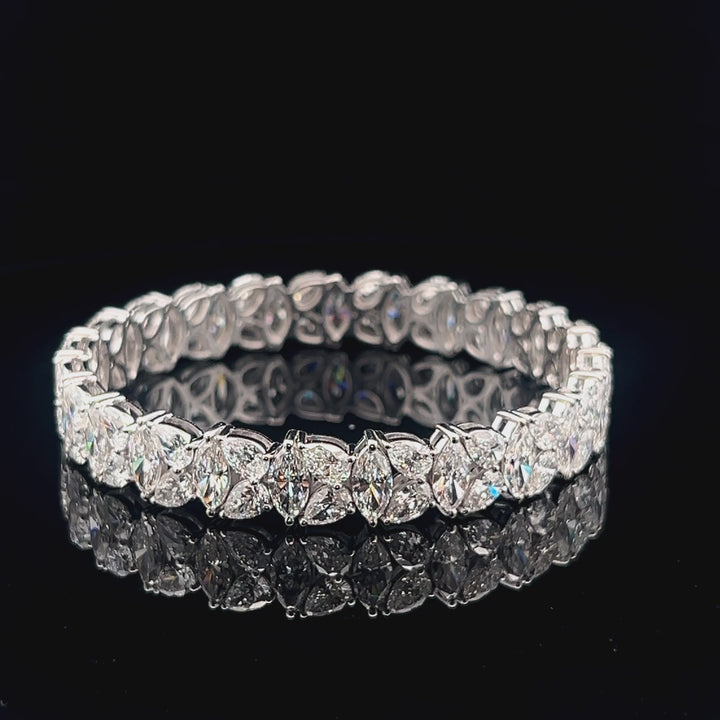 Everlasting Petal Bangle: Marquise and Pear Diamond Cluster