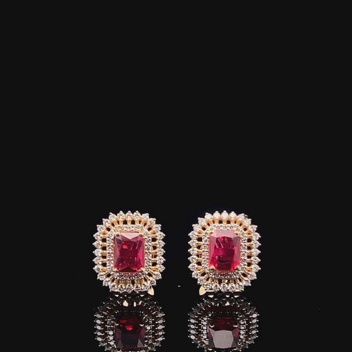Exquisite Ruby & Diamond Stud Earrings