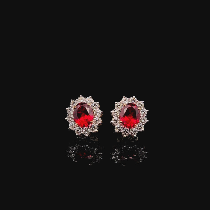 Oval Ruby Earrings