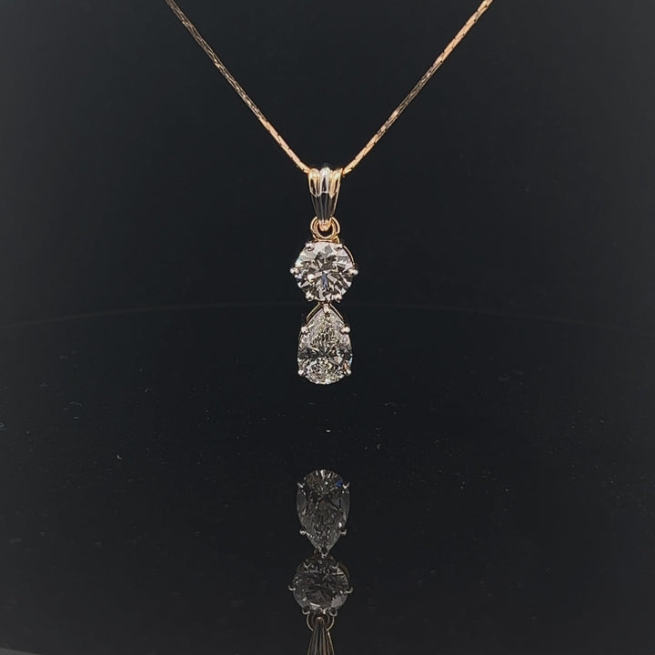 Round & Pear Diamond Pendant