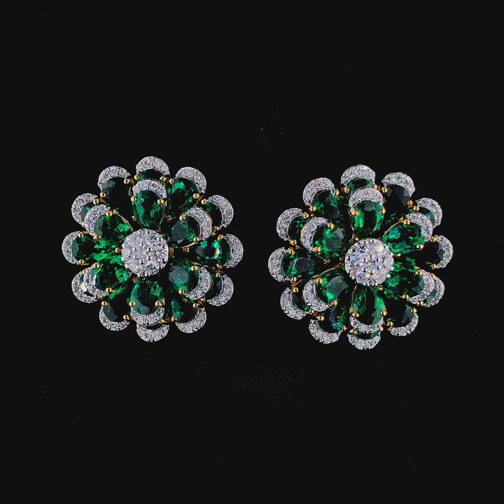 Emerald Flower Earrings