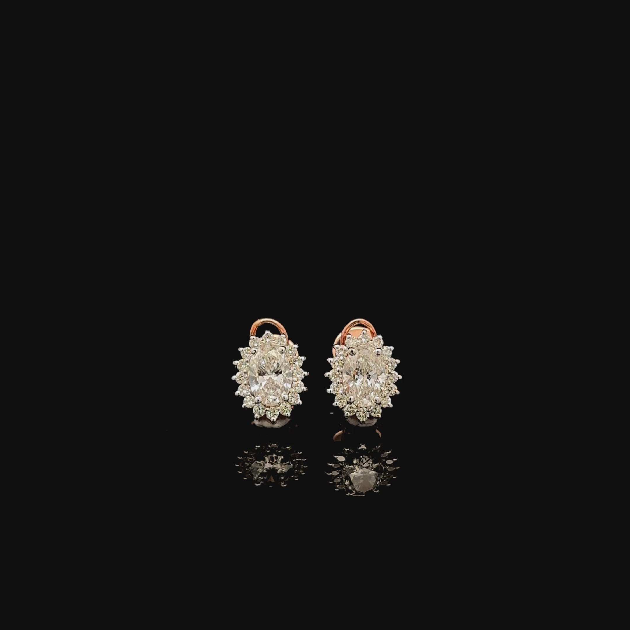 Versatile Sparkle: Oval Halo Diamond Studs with Clip ons