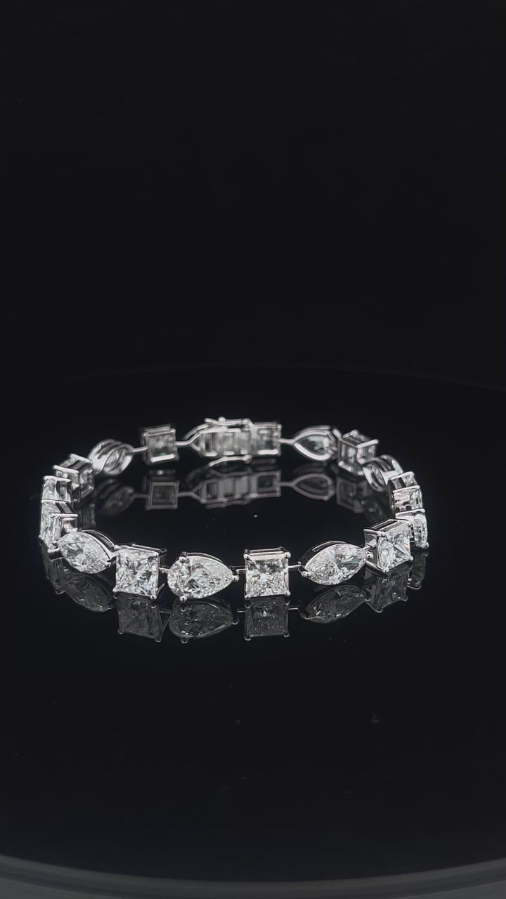 Elegant Mixed Cut Diamond Tennis Bracelet
