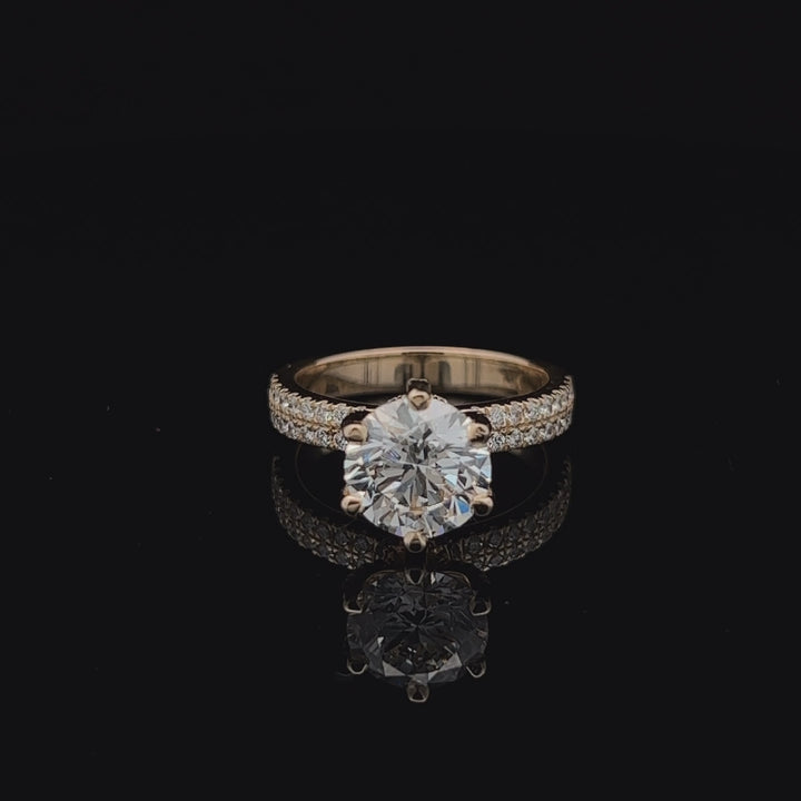 Elegant 3.0ct Diamond Solitaire Ring With Hidden Halo & Half Pave Band