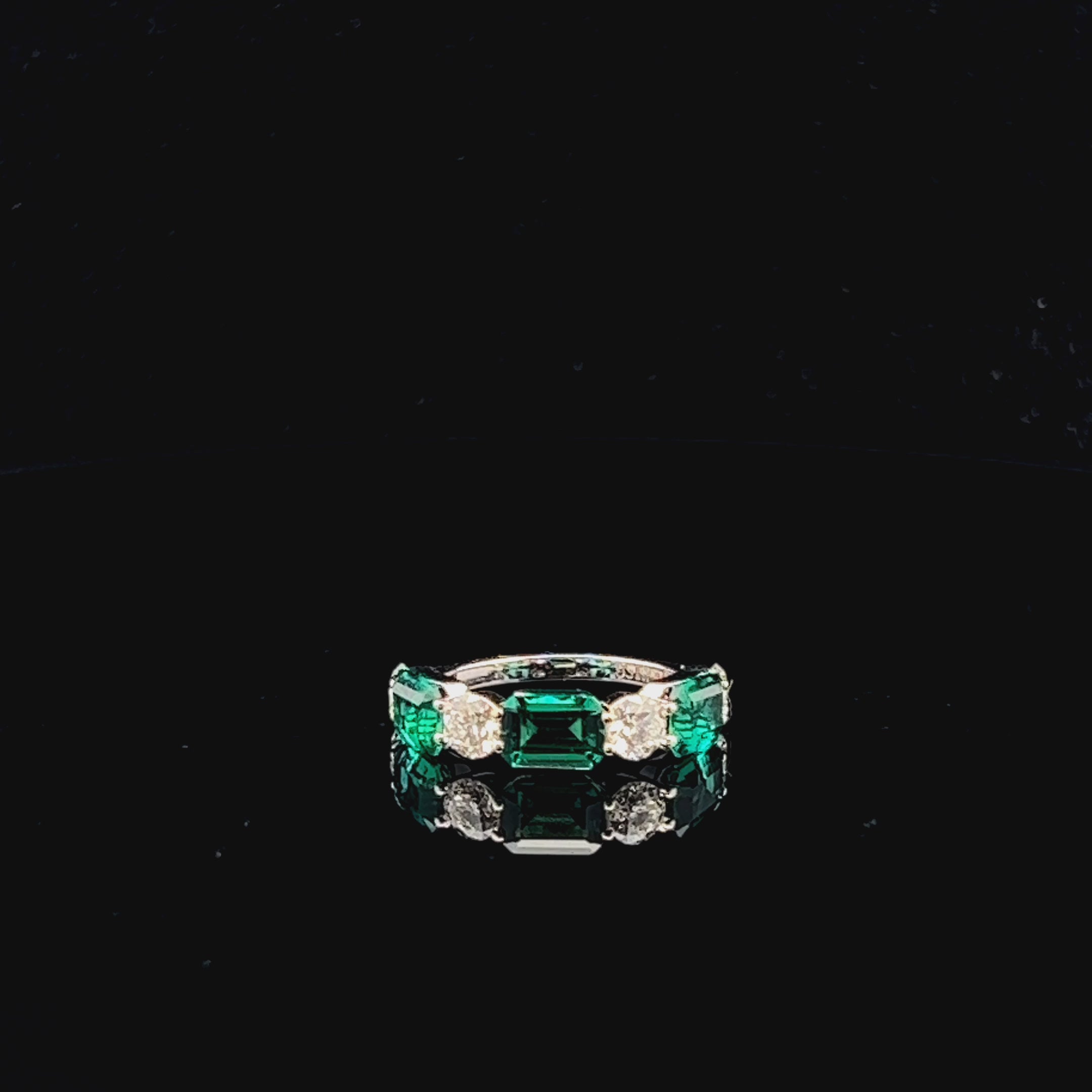 The Perfect Pair: Emerald & Round Diamond Half Eternity