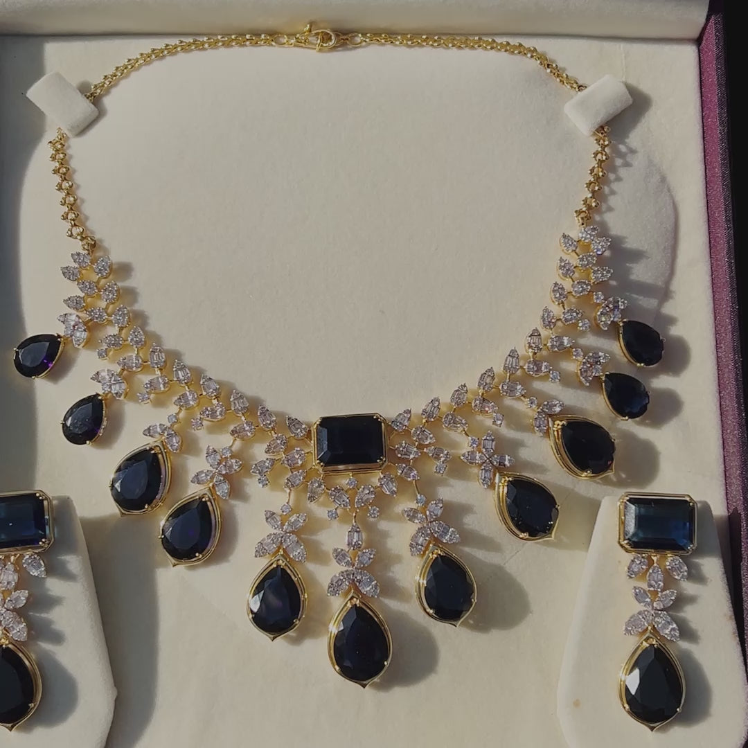 The Empress Suite: Pear cut Blue Gemstone & Brilliant Diamond Set