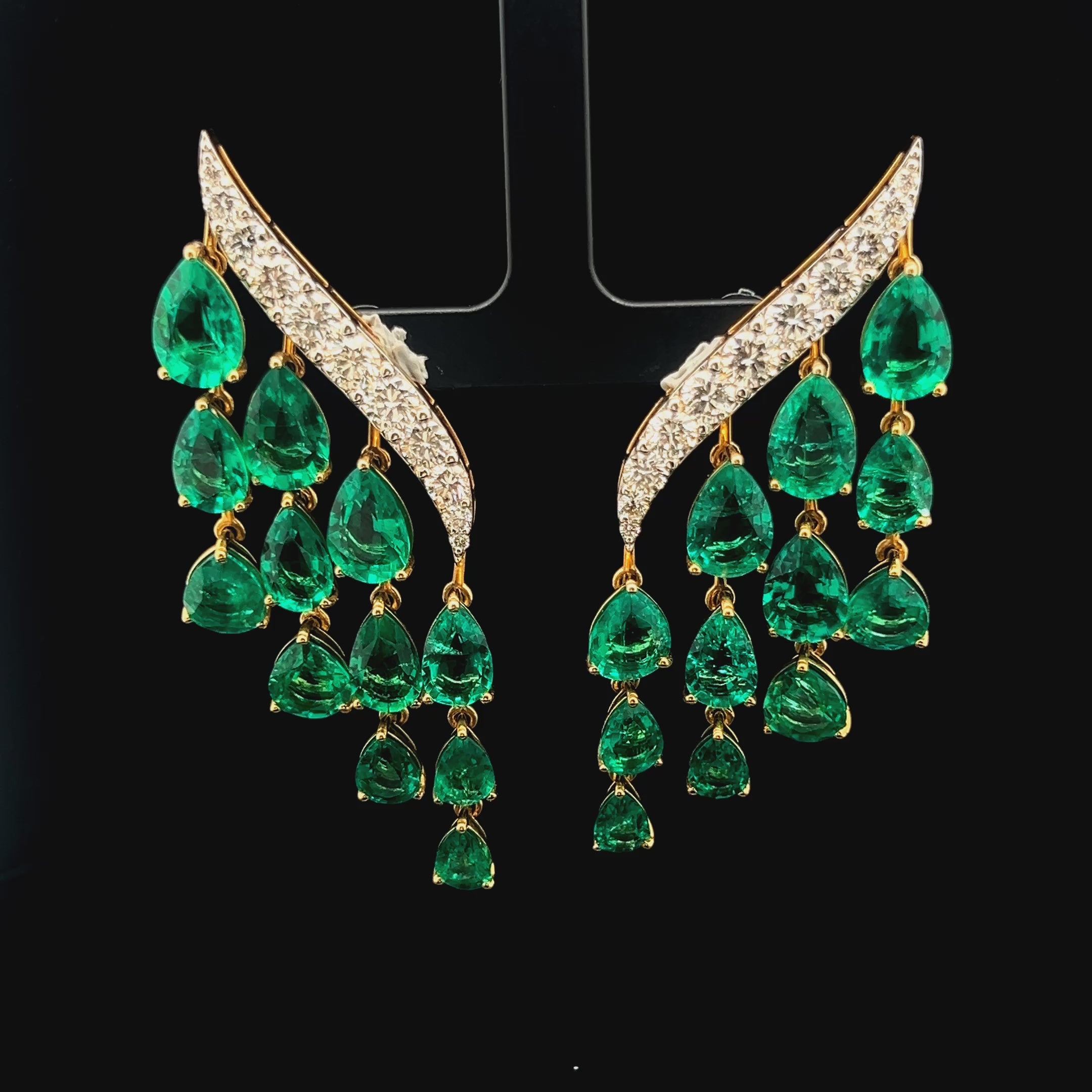 The Luxe Dangle Earrings: Lab Grown Diamond with Emerald Drops