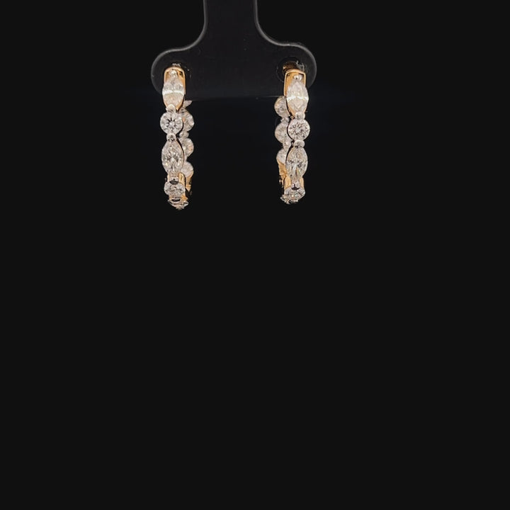 Exquisite Marquise & Round Diamond Hoops
