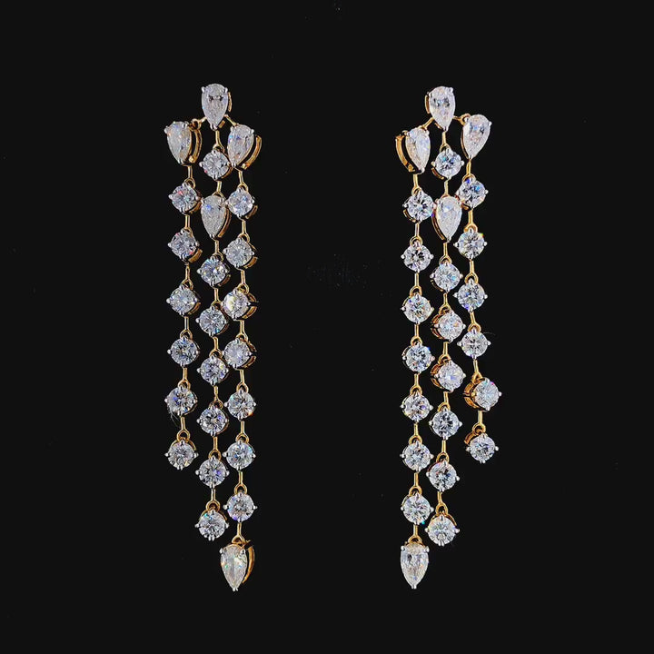 Elegant Diamond Starry Drop Earrings