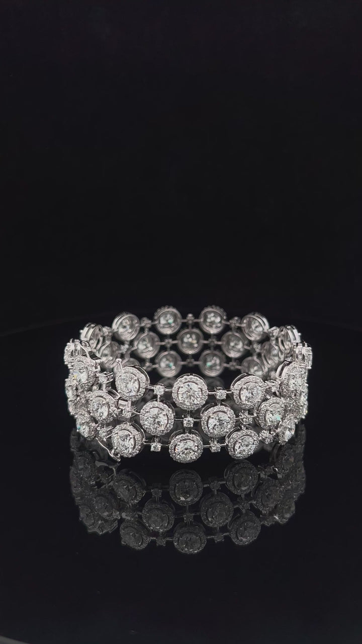 Exquisite Multi Row Diamond Halo Bracelet