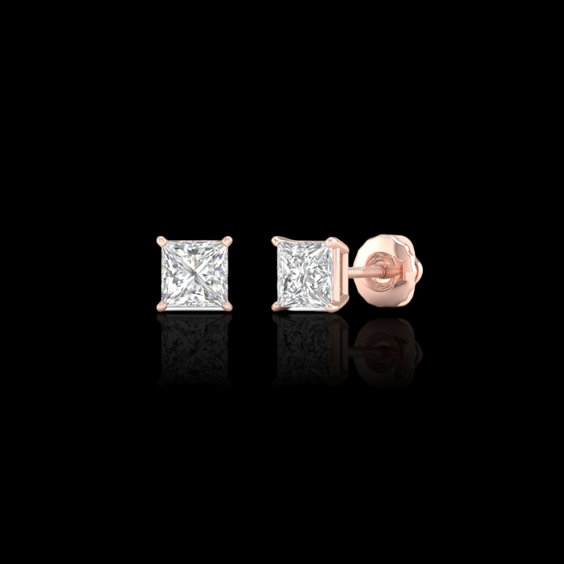 1.0 Ctw Princess Solitaire Studs