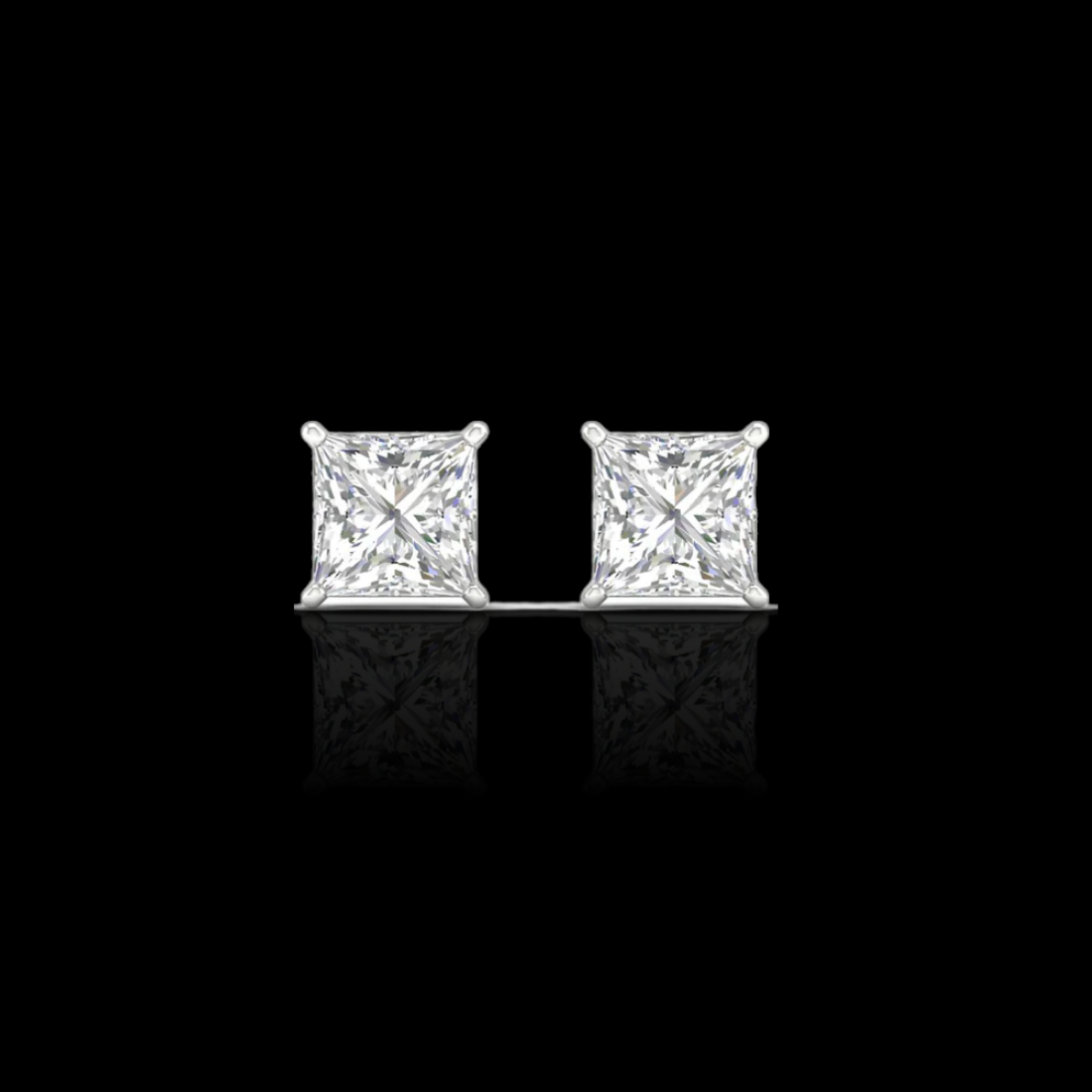 2.0 Ctw Princess Solitaire Studs