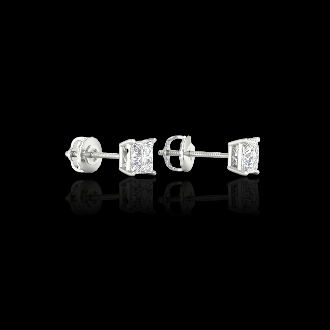 2.0 Ctw Princess Solitaire Studs