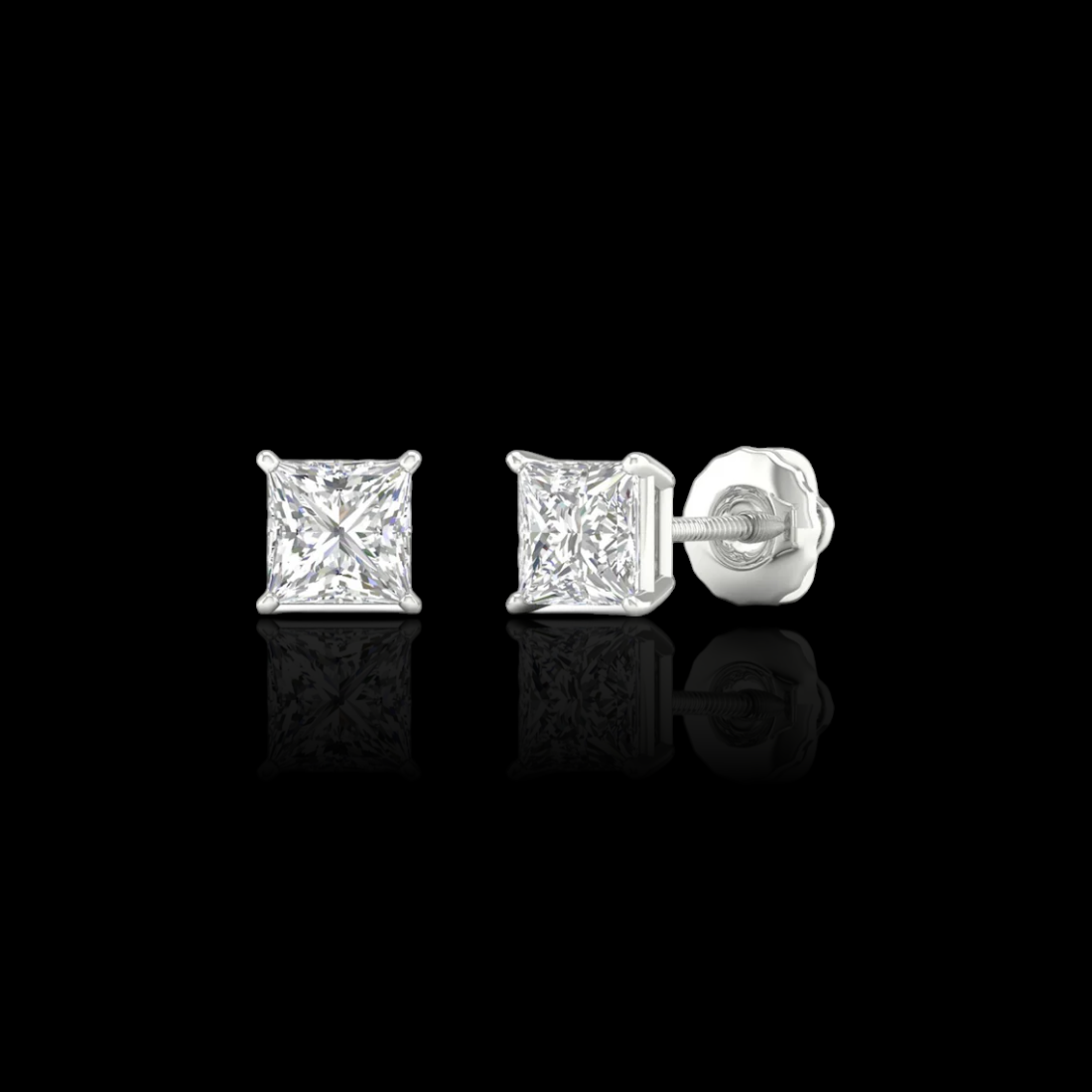 2.0 Ctw Princess Solitaire Studs