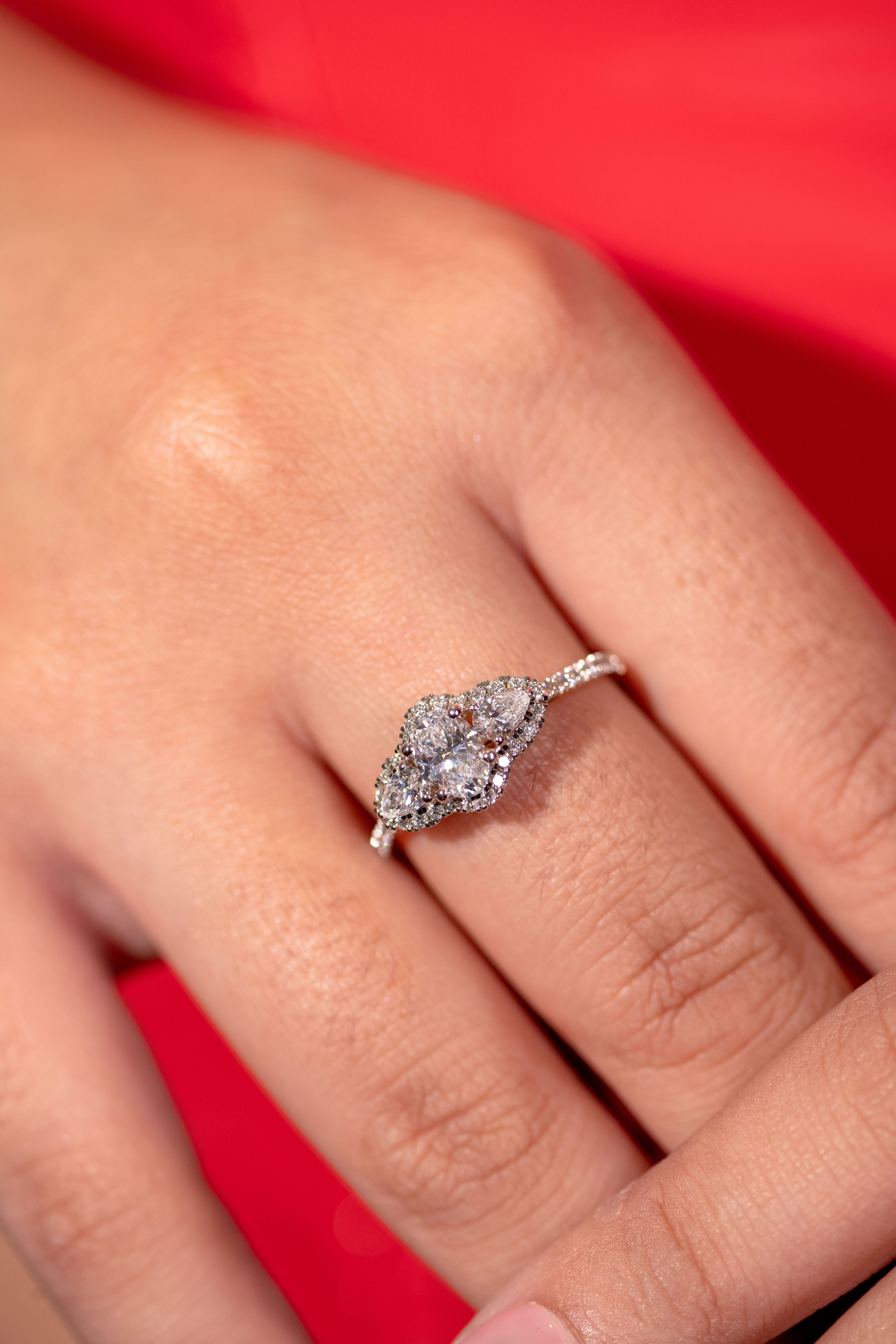 0.50ct Oval Cut Halo Diamond Ring