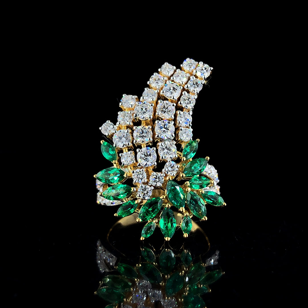 Emerald & Diamond Cocktail Ring