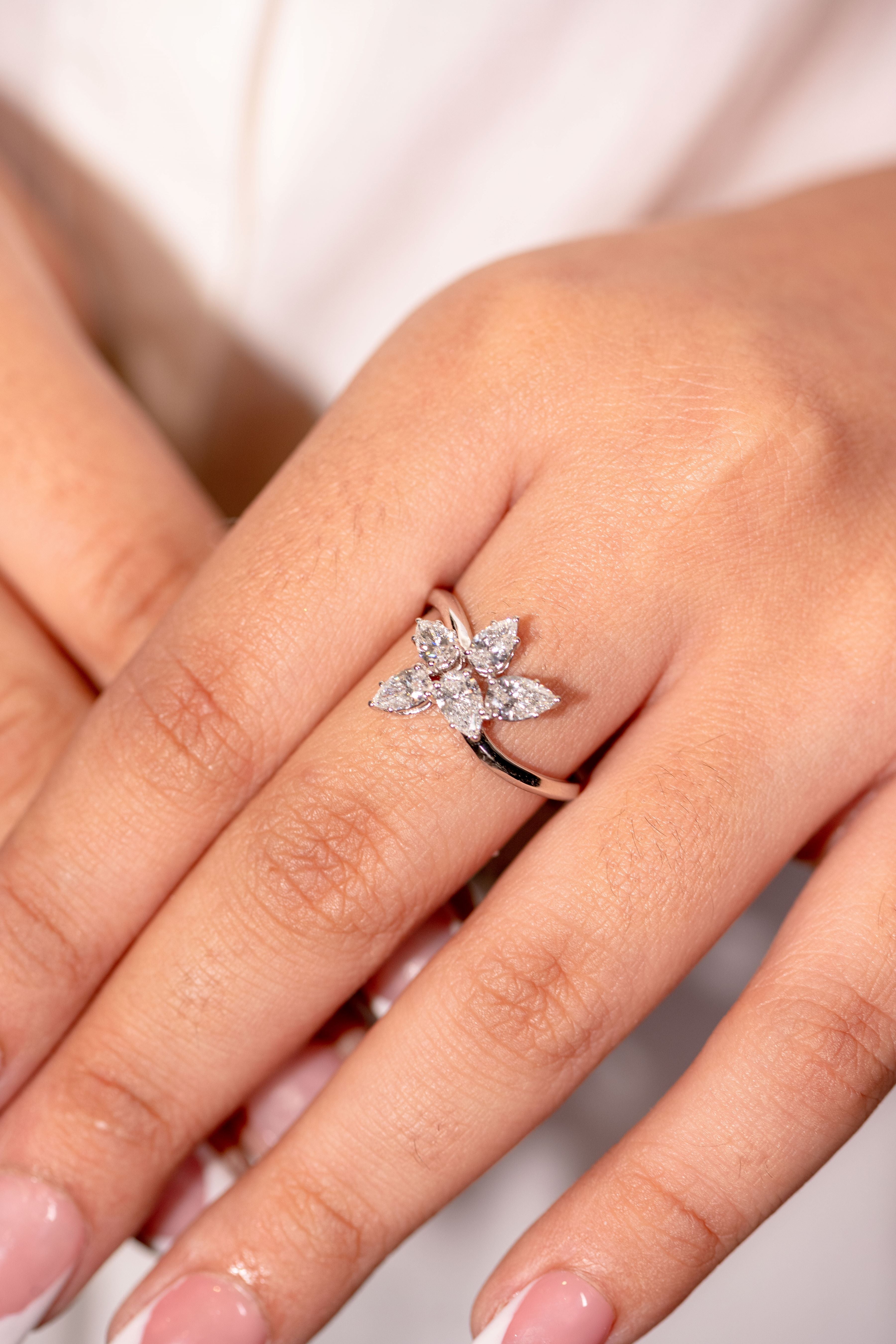 The Petal Bloom: Pear Diamond Statement Ring