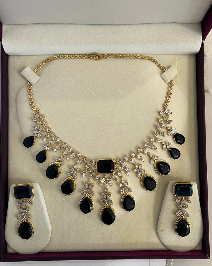 The Empress Suite: Pear cut Blue Gemstone & Brilliant Diamond Set