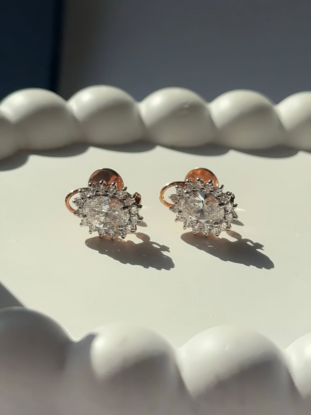 Versatile Sparkle: Oval Halo Diamond Studs with Clip ons