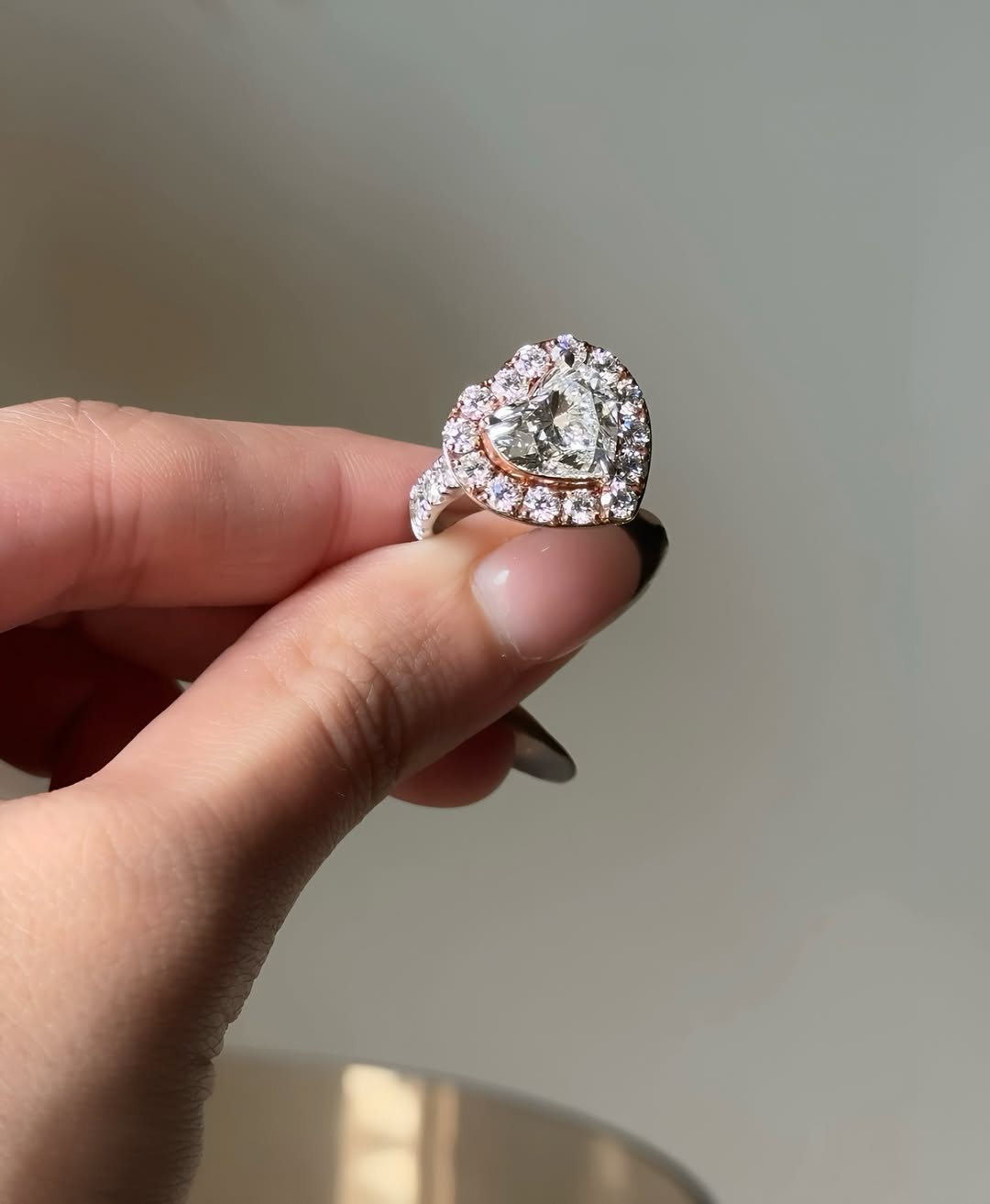 Dazzling 3.80ct Heart Diamond Ring with diamond halo